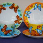 Filiżanki - Motyle IV i V, ręcznie malowane filiżanki z porcelany, poj. 0,4 l