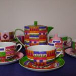 Komplet do kawy lub herbaty - ﻿Meksykański, komplet do kawy lub herbaty, porcelana ręcznie malowana