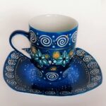 Filiżanka - "Błękitne espresso", ręcznie malowana filiżanka z porcelany, poj.0.1 l